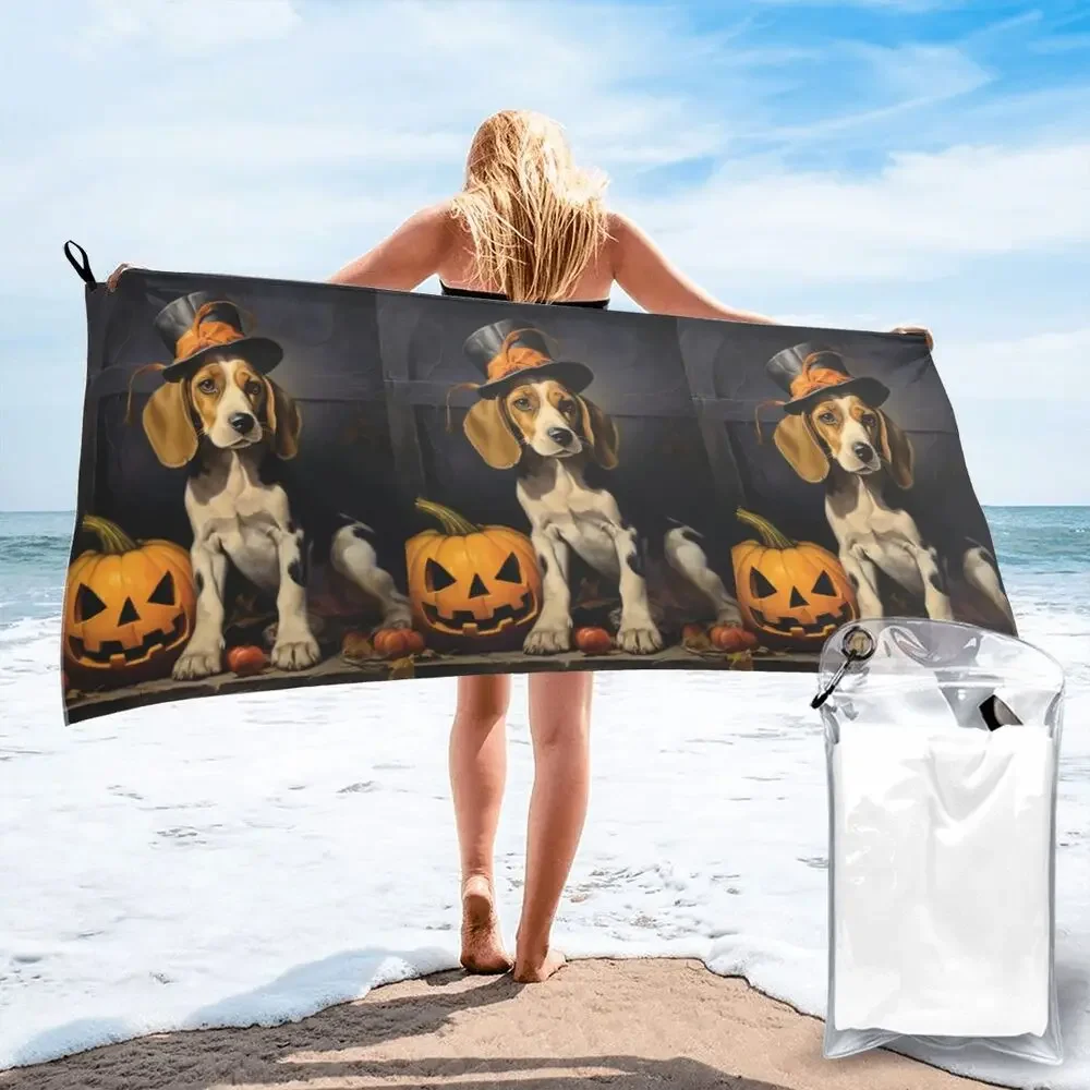 Happy Couch Dog Cute Beagle Beach Towel Soft Microfiber Quick Dry Absorbent Quick Towels For Bath