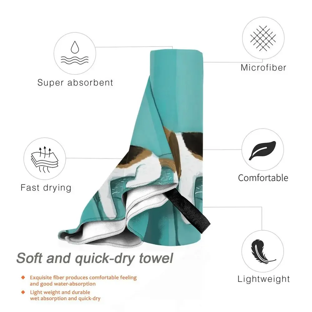 Happy Couch Dog Cute Beagle Beach Towel Soft Microfiber Quick Dry Absorbent Quick Towels For Bath