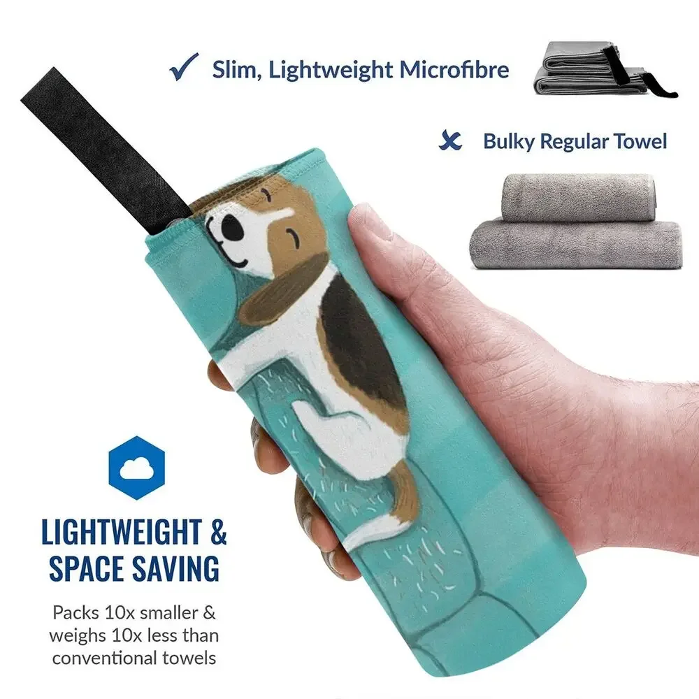 Happy Couch Dog Cute Beagle Beach Towel Soft Microfiber Quick Dry Absorbent Quick Towels For Bath