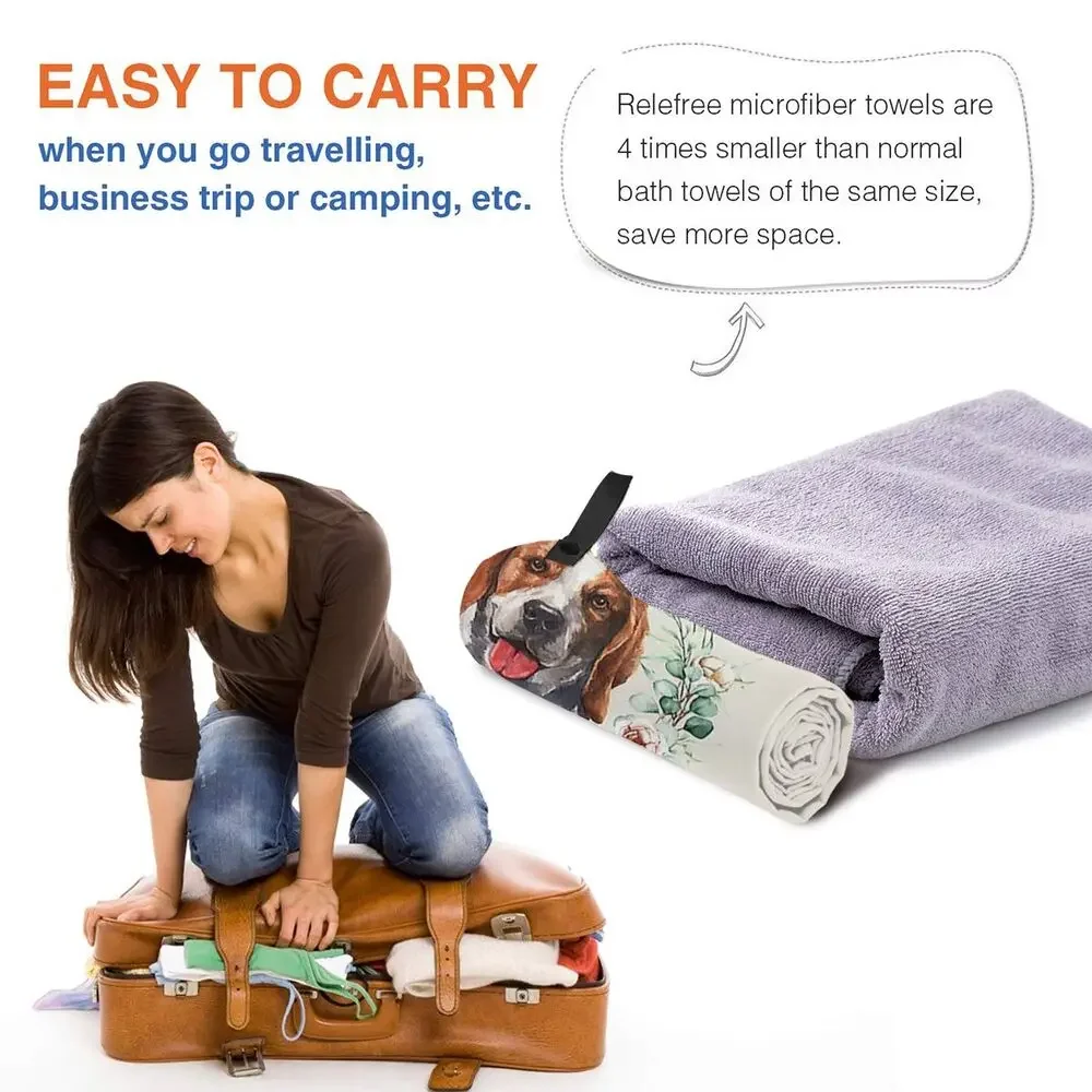 Happy Couch Dog Cute Beagle Beach Towel Soft Microfiber Quick Dry Absorbent Quick Towels For Bath