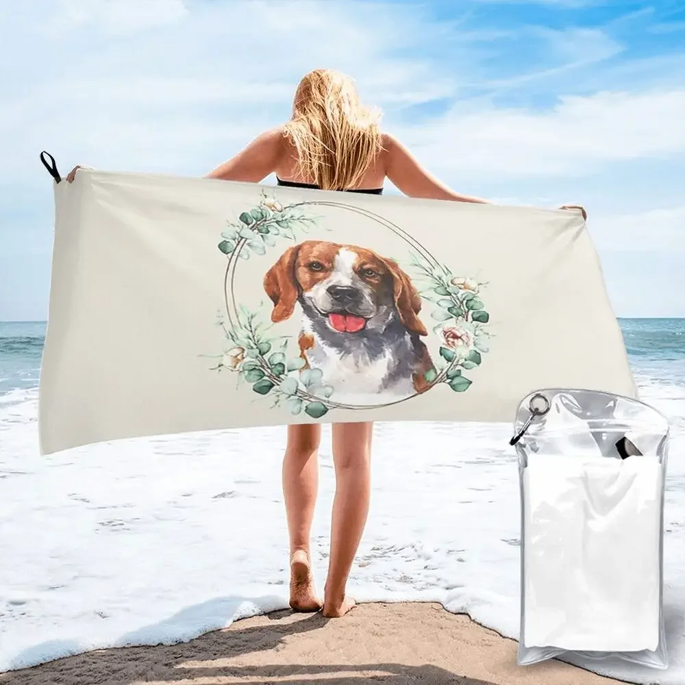 Happy Couch Dog Cute Beagle Beach Towel Soft Microfiber Quick Dry Absorbent Quick Towels For Bath
