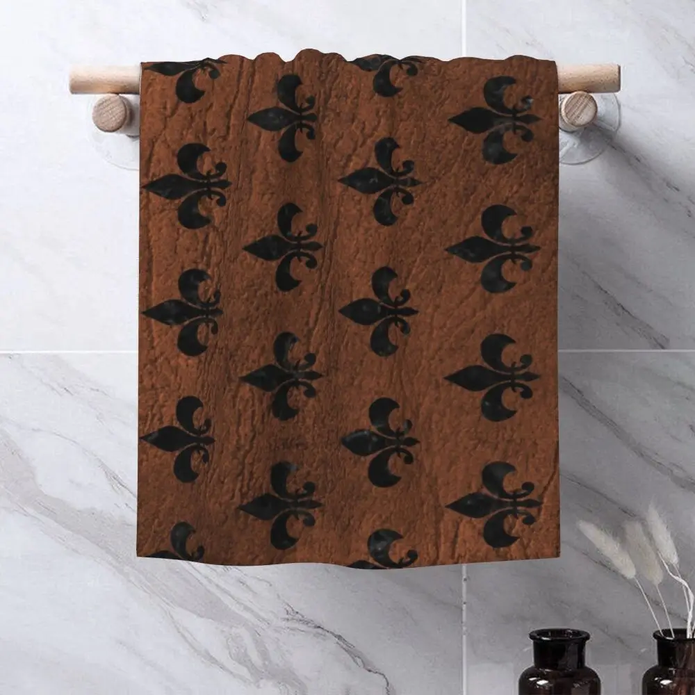 Custom Quick Dry Cotton Face Towel Absorbent Fleur-De-Lys Lily Flower Beach Towels