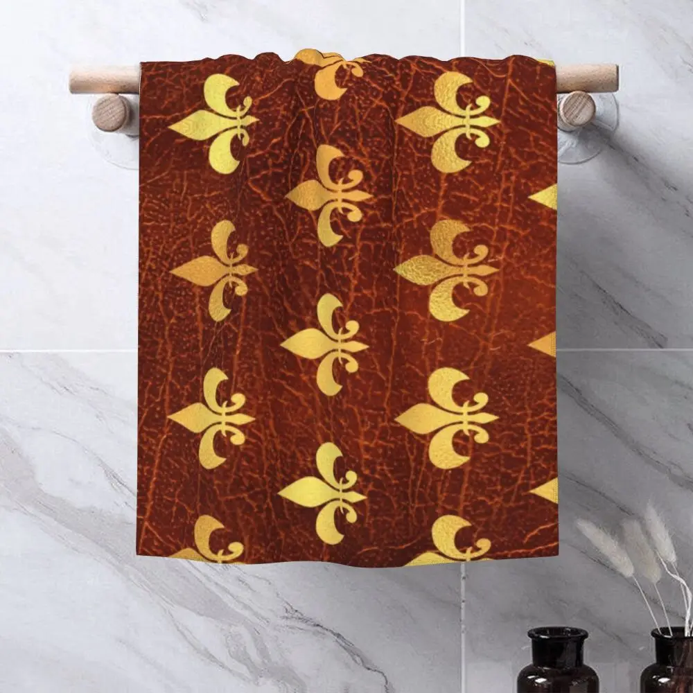 Custom Quick Dry Cotton Face Towel Absorbent Fleur-De-Lys Lily Flower Beach Towels