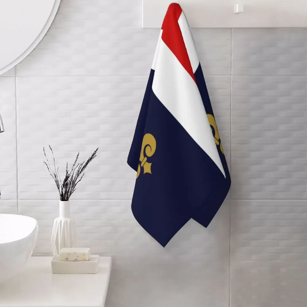 Custom Quick Dry Cotton Face Towel Absorbent Fleur-De-Lys Lily Flower Beach Towels