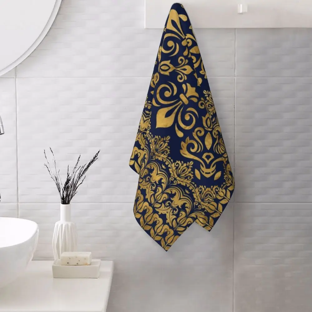 Custom Quick Dry Cotton Face Towel Absorbent Fleur-De-Lys Lily Flower Beach Towels