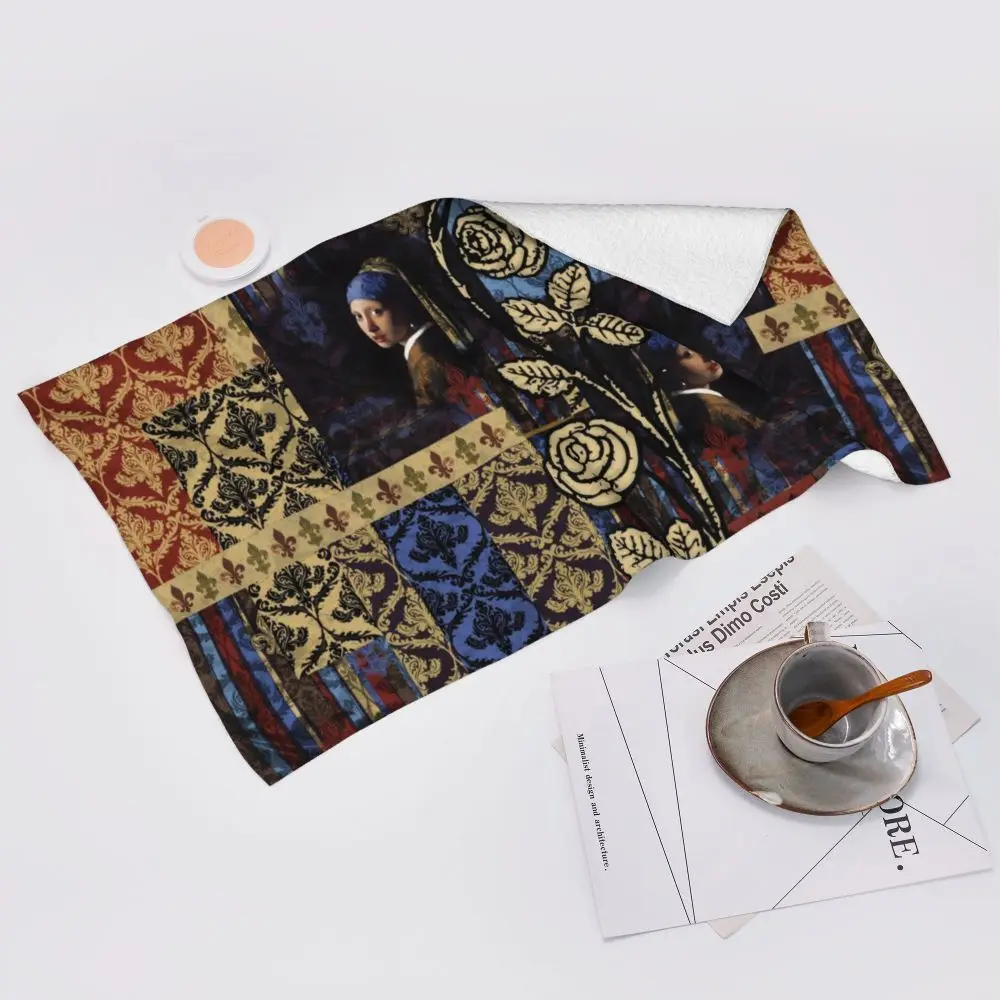 Custom Quick Dry Cotton Face Towel Absorbent Fleur-De-Lys Lily Flower Beach Towels