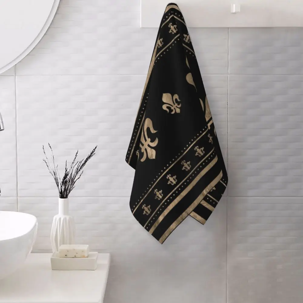 Custom Quick Dry Cotton Face Towel Absorbent Fleur-De-Lys Lily Flower Beach Towels