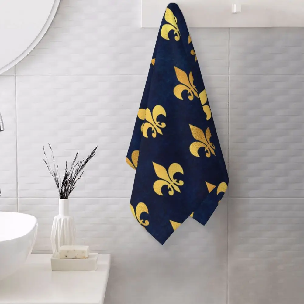 Custom Quick Dry Cotton Face Towel Absorbent Fleur-De-Lys Lily Flower Beach Towels