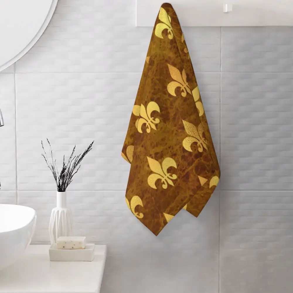 Custom Quick Dry Cotton Face Towel Absorbent Fleur-De-Lys Lily Flower Beach Towels