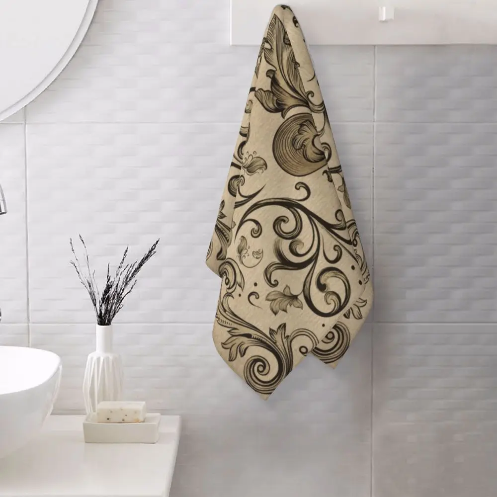 Custom Quick Dry Cotton Face Towel Absorbent Fleur-De-Lys Lily Flower Beach Towels