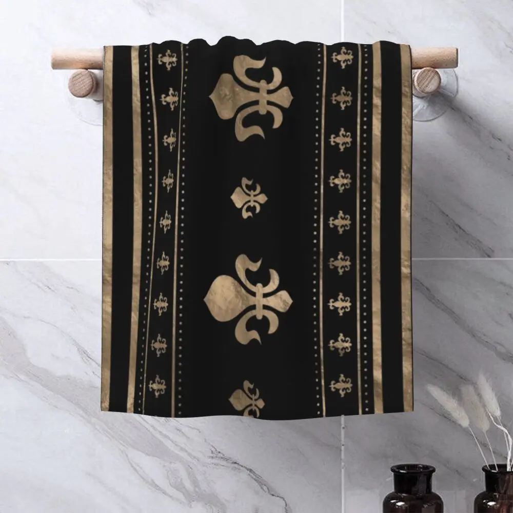 Custom Quick Dry Cotton Face Towel Absorbent Fleur-De-Lys Lily Flower Beach Towels