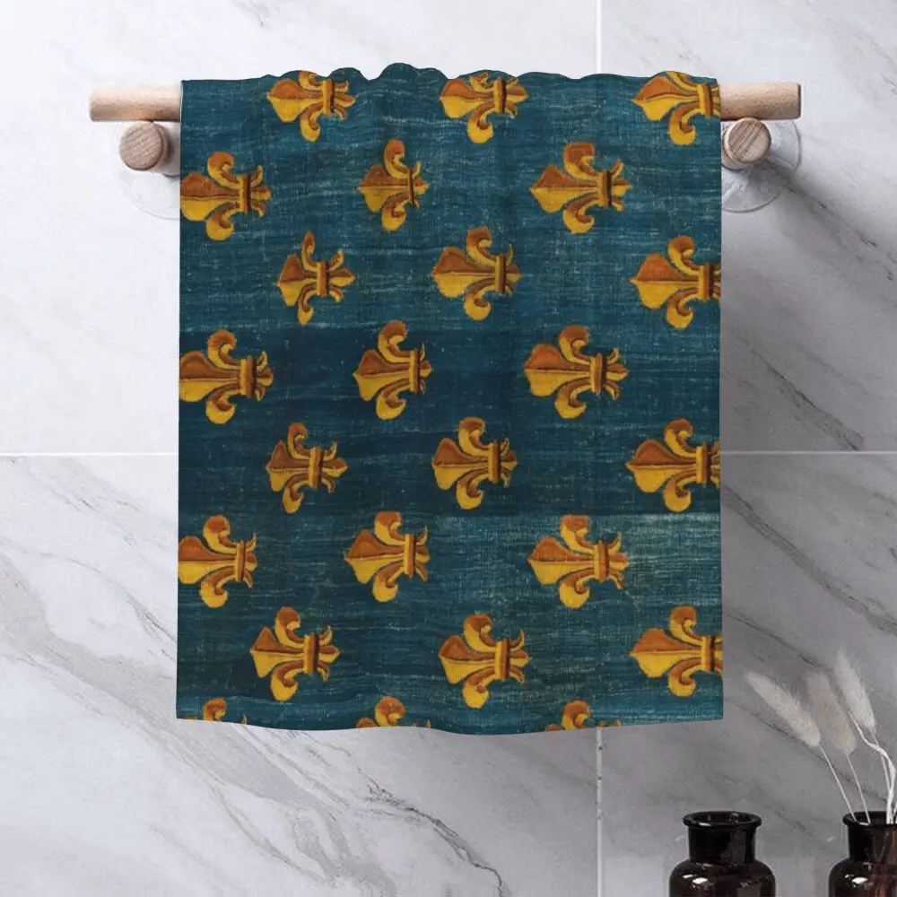 Custom Quick Dry Cotton Face Towel Absorbent Fleur-De-Lys Lily Flower Beach Towels