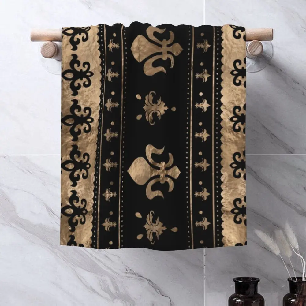 Custom Quick Dry Cotton Face Towel Absorbent Fleur-De-Lys Lily Flower Beach Towels