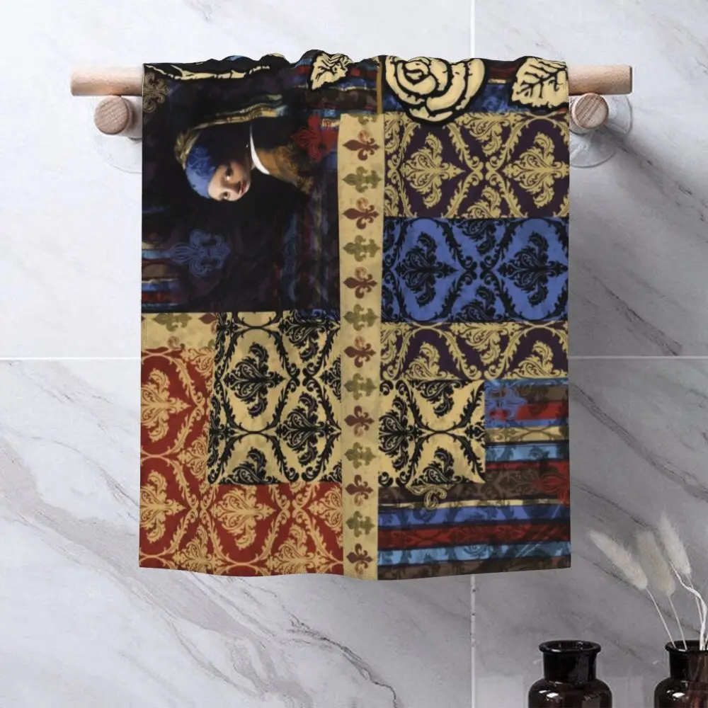 Custom Quick Dry Cotton Face Towel Absorbent Fleur-De-Lys Lily Flower Beach Towels