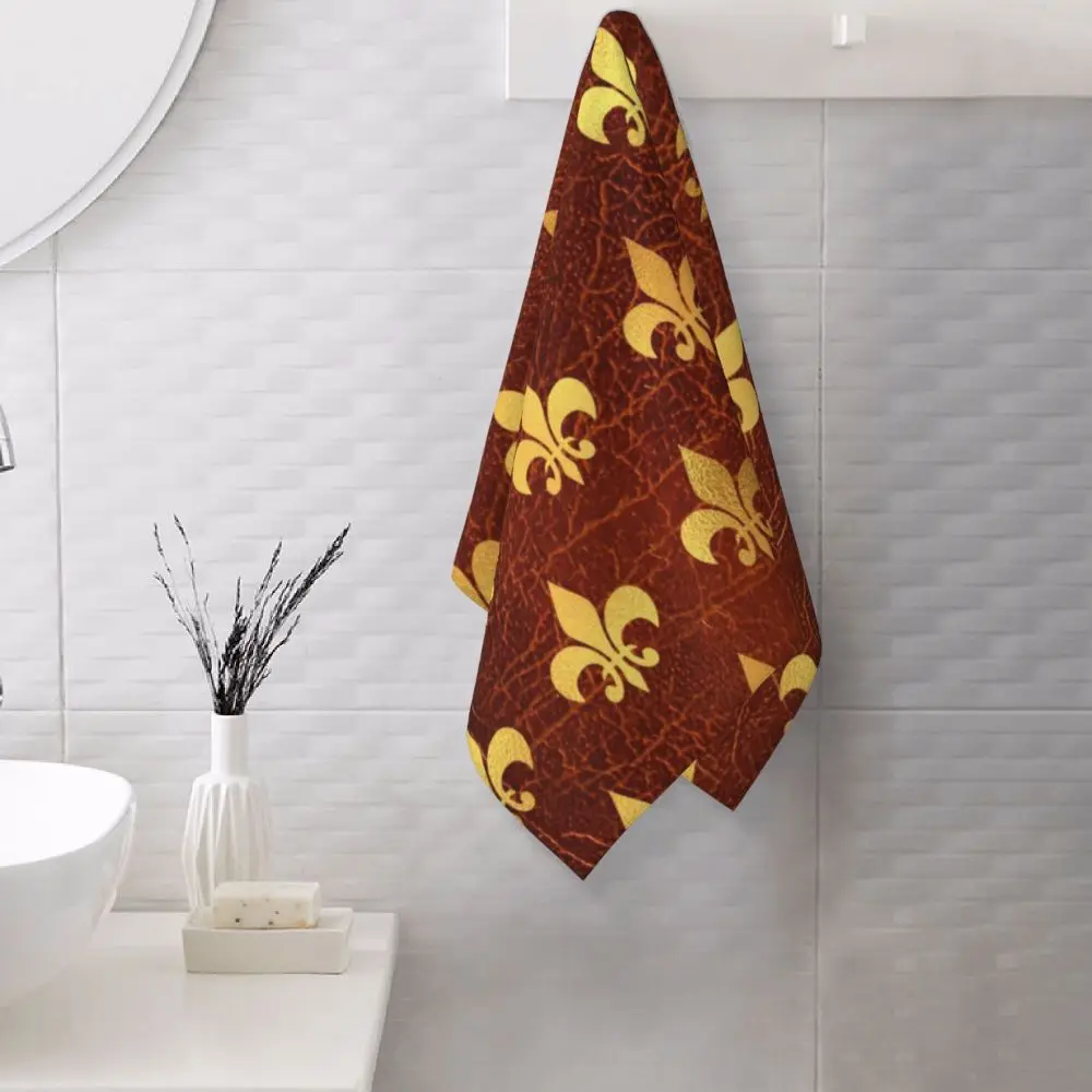 Custom Quick Dry Cotton Face Towel Absorbent Fleur-De-Lys Lily Flower Beach Towels