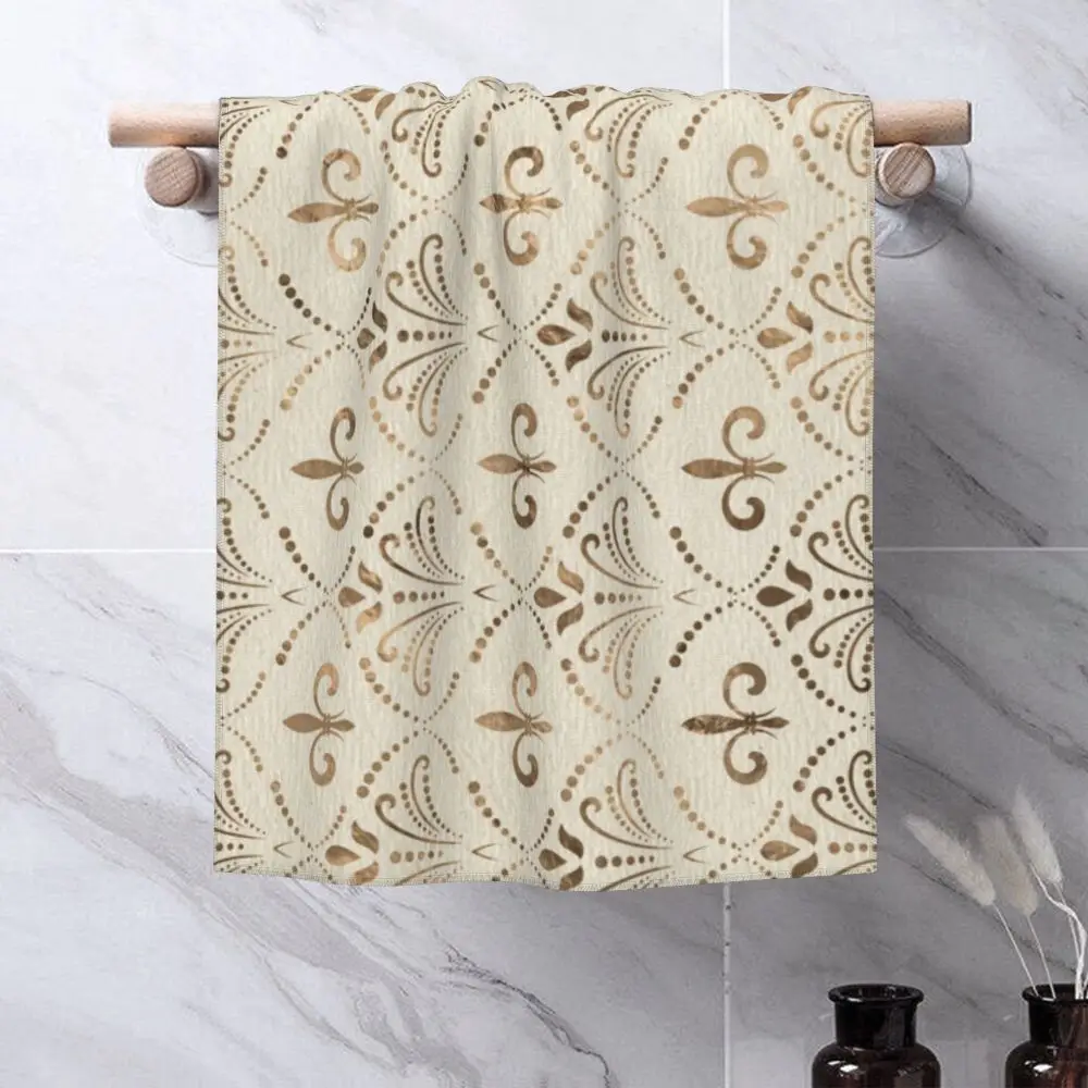 Custom Quick Dry Cotton Face Towel Absorbent Fleur-De-Lys Lily Flower Beach Towels