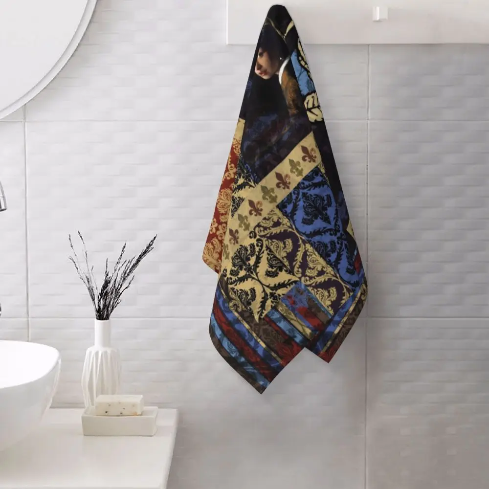 Custom Quick Dry Cotton Face Towel Absorbent Fleur-De-Lys Lily Flower Beach Towels