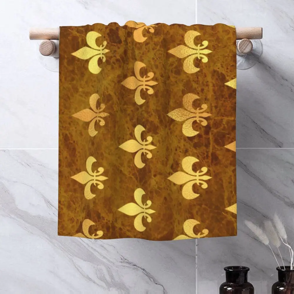 Custom Quick Dry Cotton Face Towel Absorbent Fleur-De-Lys Lily Flower Beach Towels