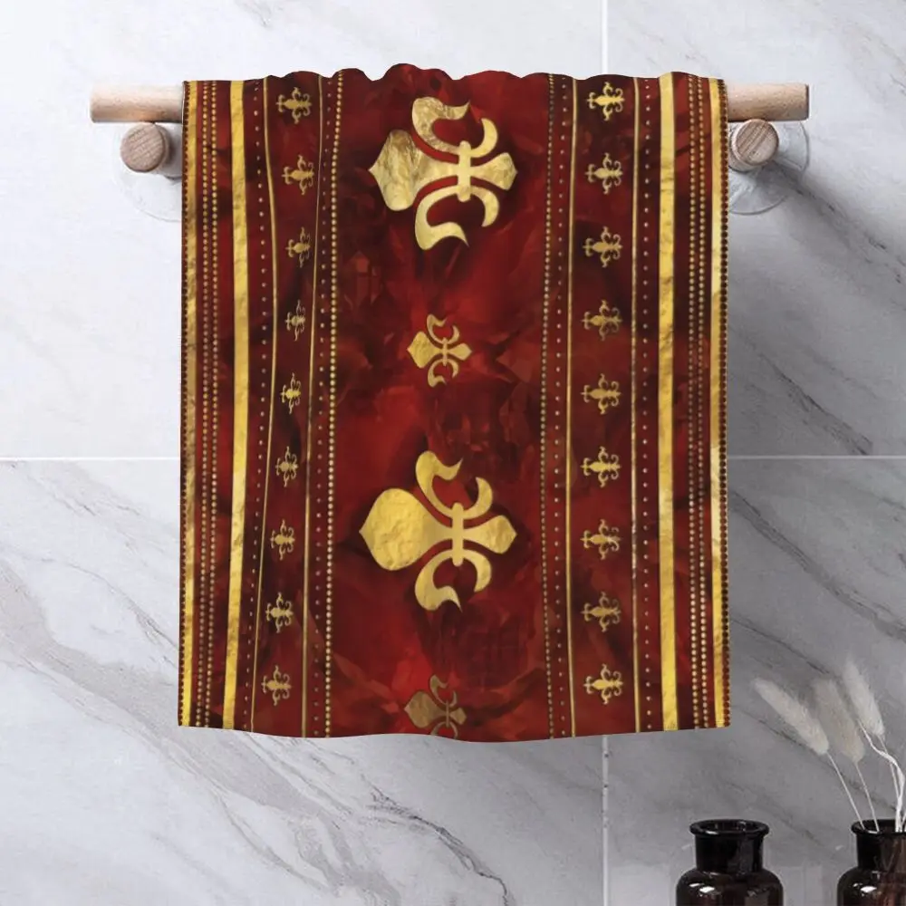 Custom Quick Dry Cotton Face Towel Absorbent Fleur-De-Lys Lily Flower Beach Towels