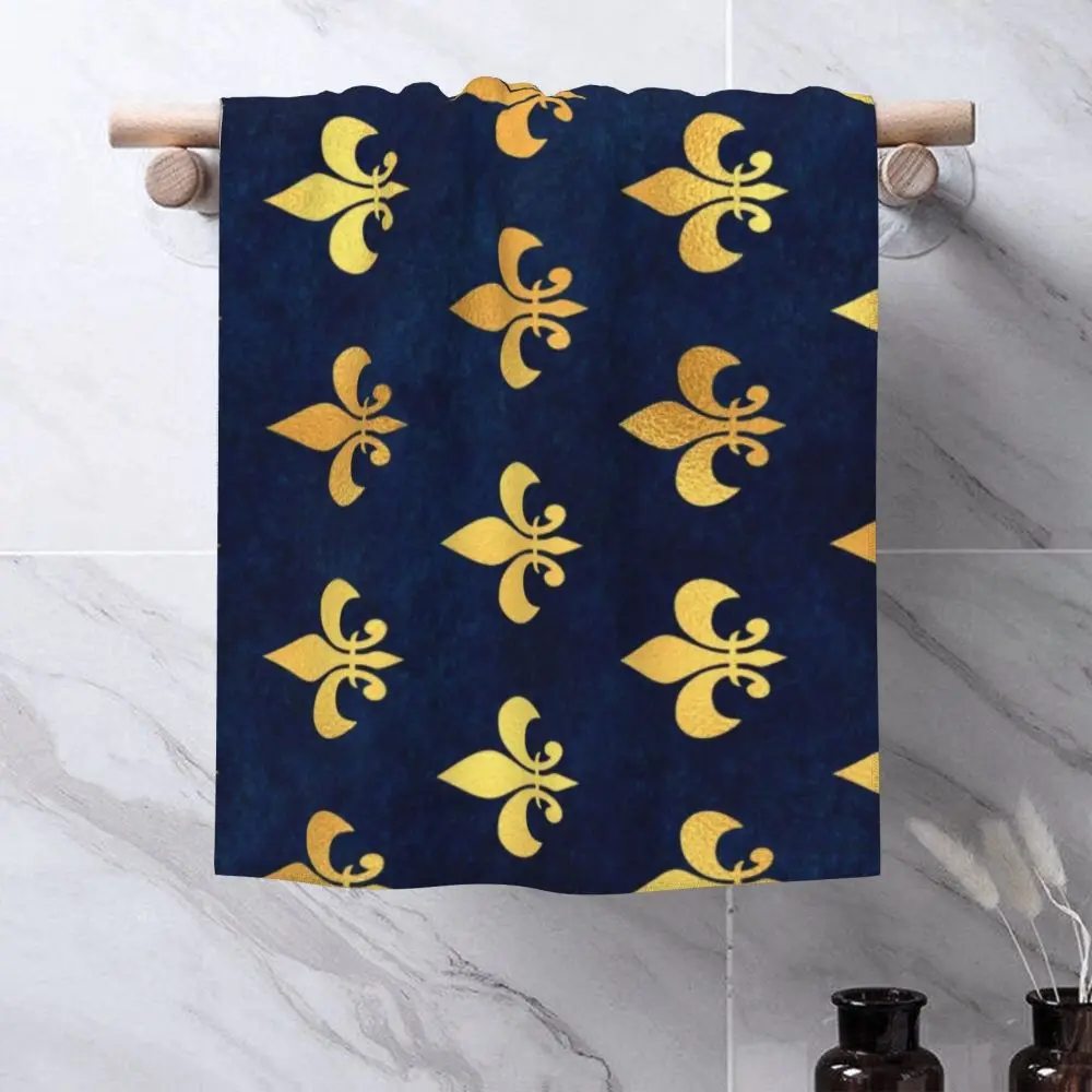 Custom Quick Dry Cotton Face Towel Absorbent Fleur-De-Lys Lily Flower Beach Towels