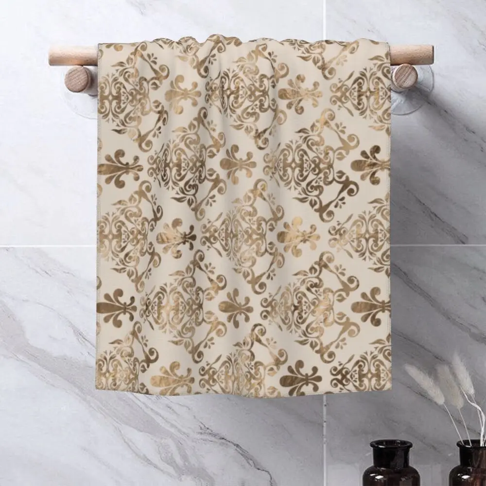 Custom Quick Dry Cotton Face Towel Absorbent Fleur-De-Lys Lily Flower Beach Towels