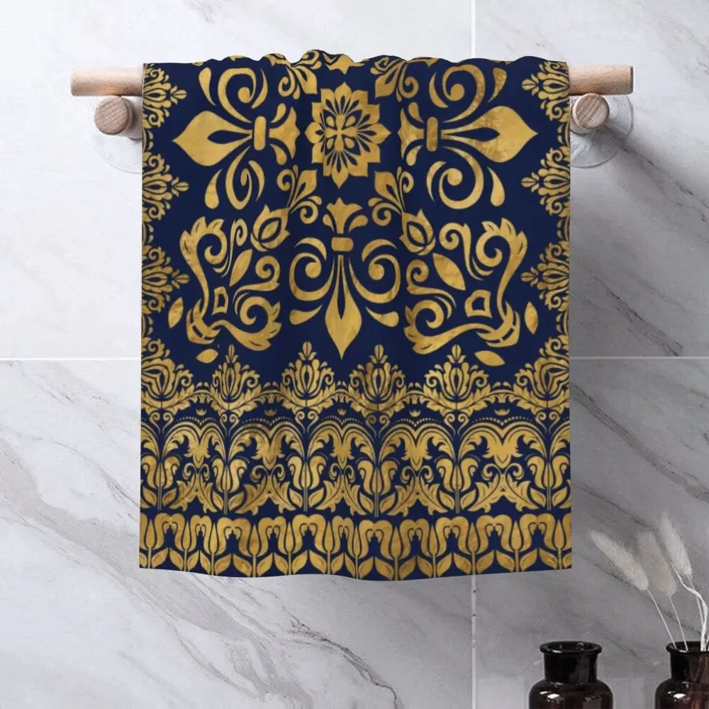 Custom Quick Dry Cotton Face Towel Absorbent Fleur-De-Lys Lily Flower Beach Towels