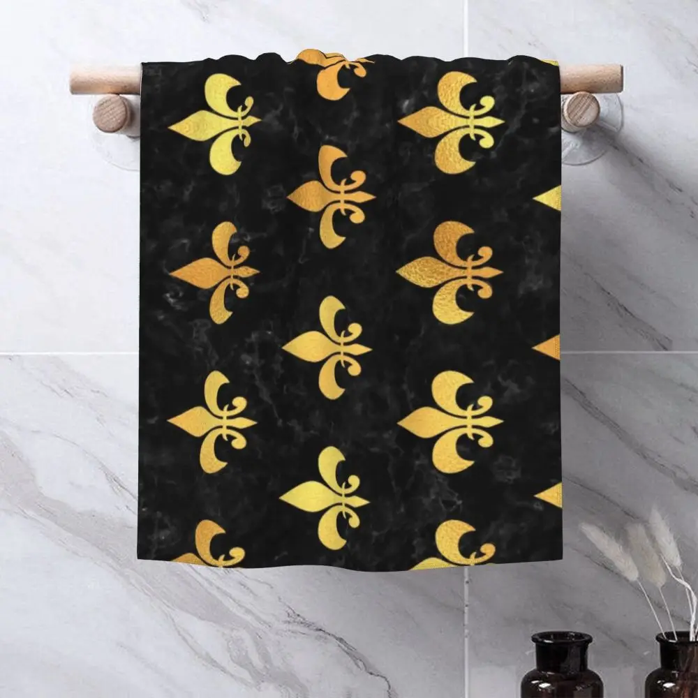 Custom Quick Dry Cotton Face Towel Absorbent Fleur-De-Lys Lily Flower Beach Towels