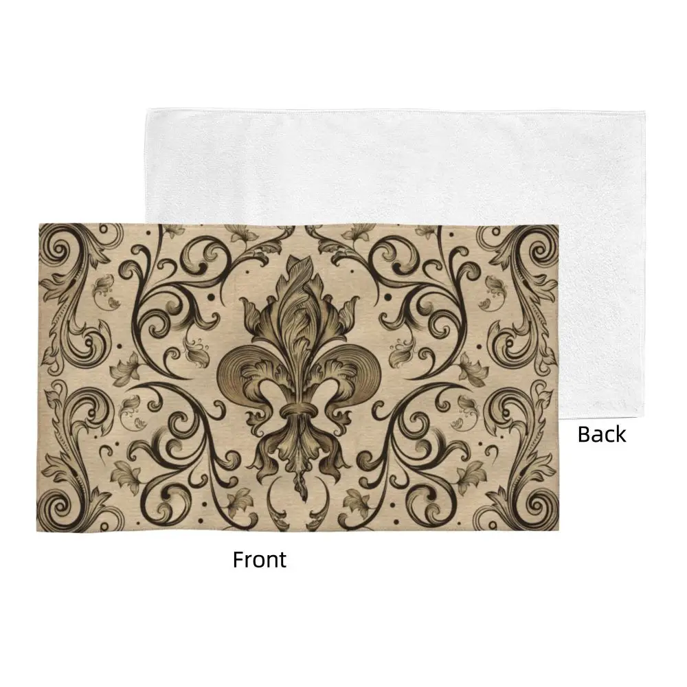 Custom Quick Dry Cotton Face Towel Absorbent Fleur-De-Lys Lily Flower Beach Towels