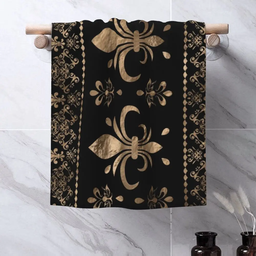 Custom Quick Dry Cotton Face Towel Absorbent Fleur-De-Lys Lily Flower Beach Towels