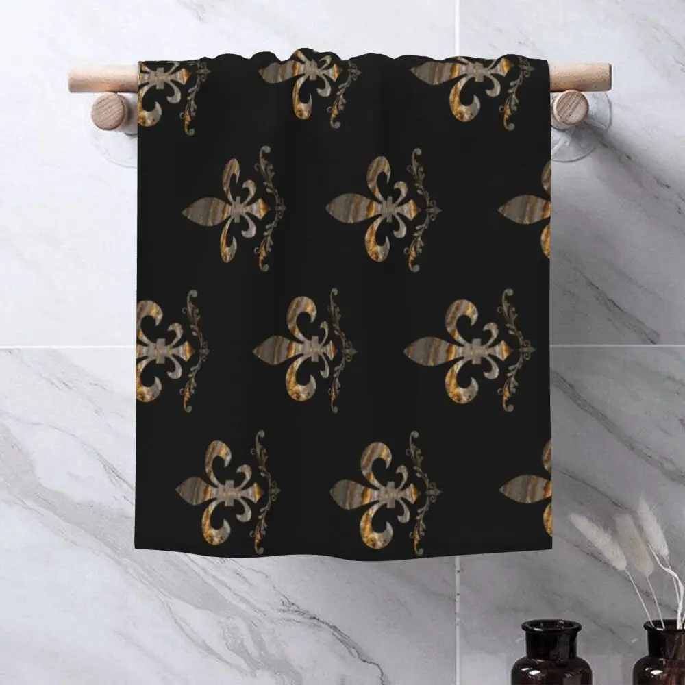 Custom Quick Dry Cotton Face Towel Absorbent Fleur-De-Lys Lily Flower Beach Towels