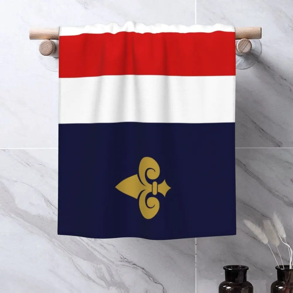 Custom Quick Dry Cotton Face Towel Absorbent Fleur-De-Lys Lily Flower Beach Towels