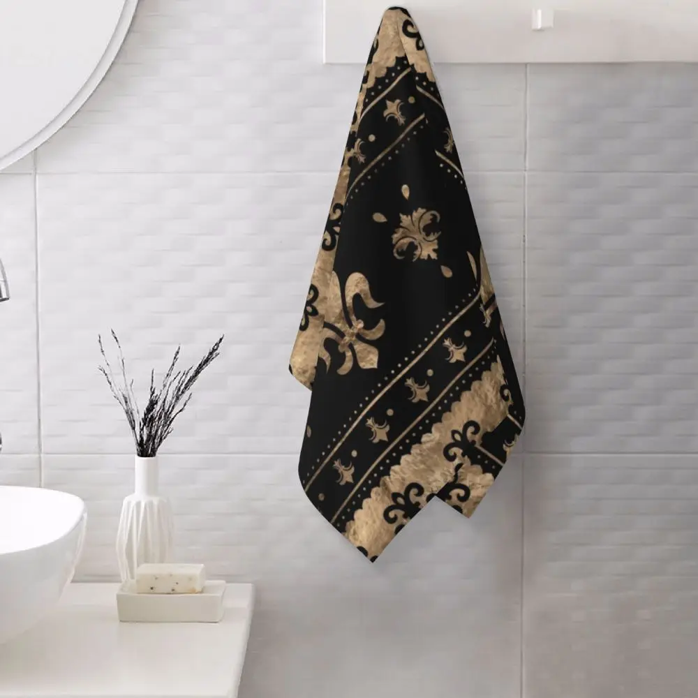 Custom Quick Dry Cotton Face Towel Absorbent Fleur-De-Lys Lily Flower Beach Towels