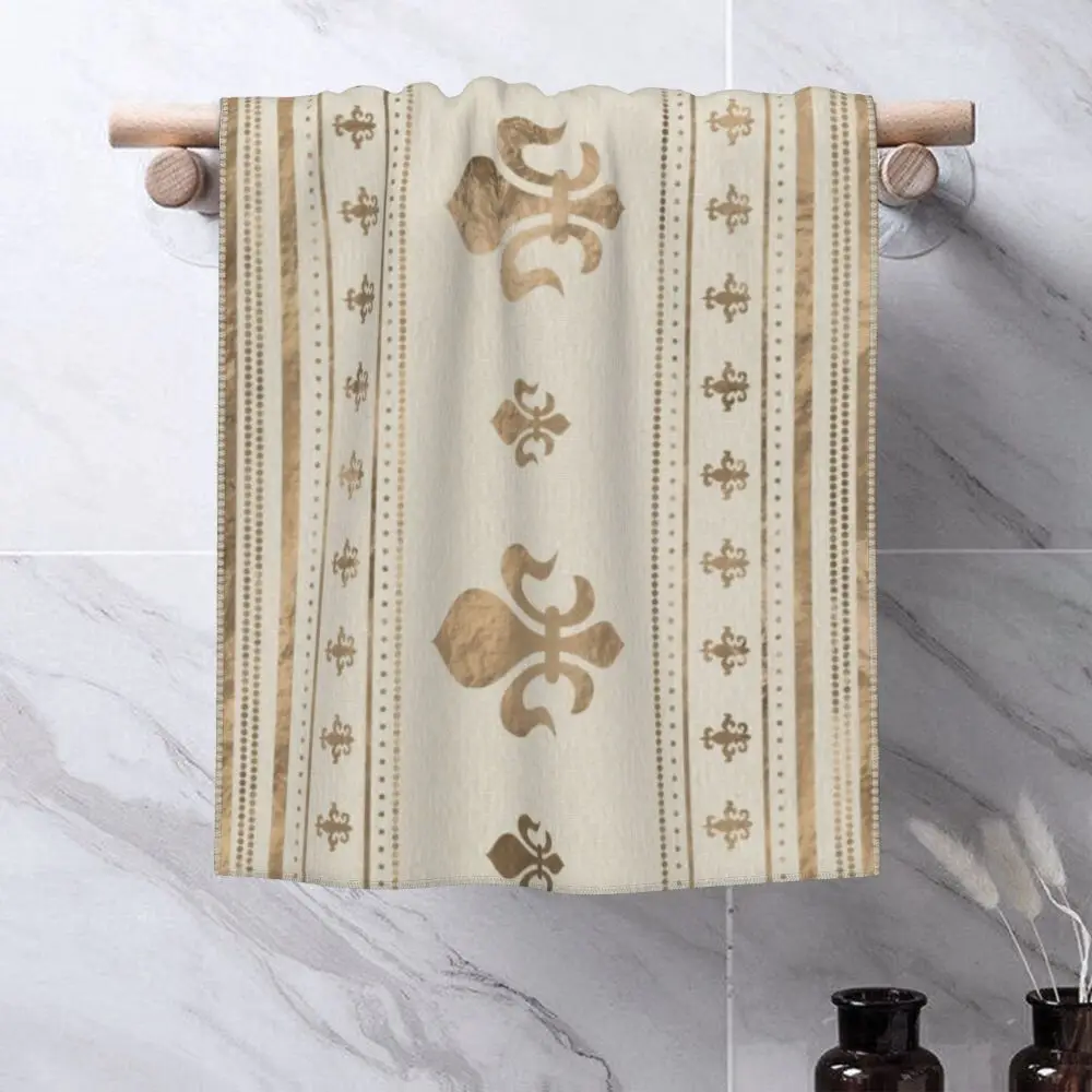 Custom Quick Dry Cotton Face Towel Absorbent Fleur-De-Lys Lily Flower Beach Towels