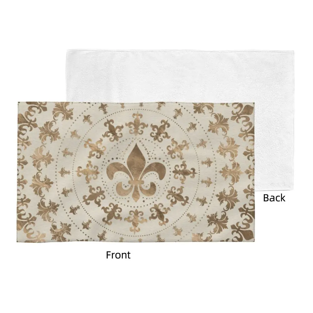 Custom Quick Dry Cotton Face Towel Absorbent Fleur-De-Lys Lily Flower Beach Towels