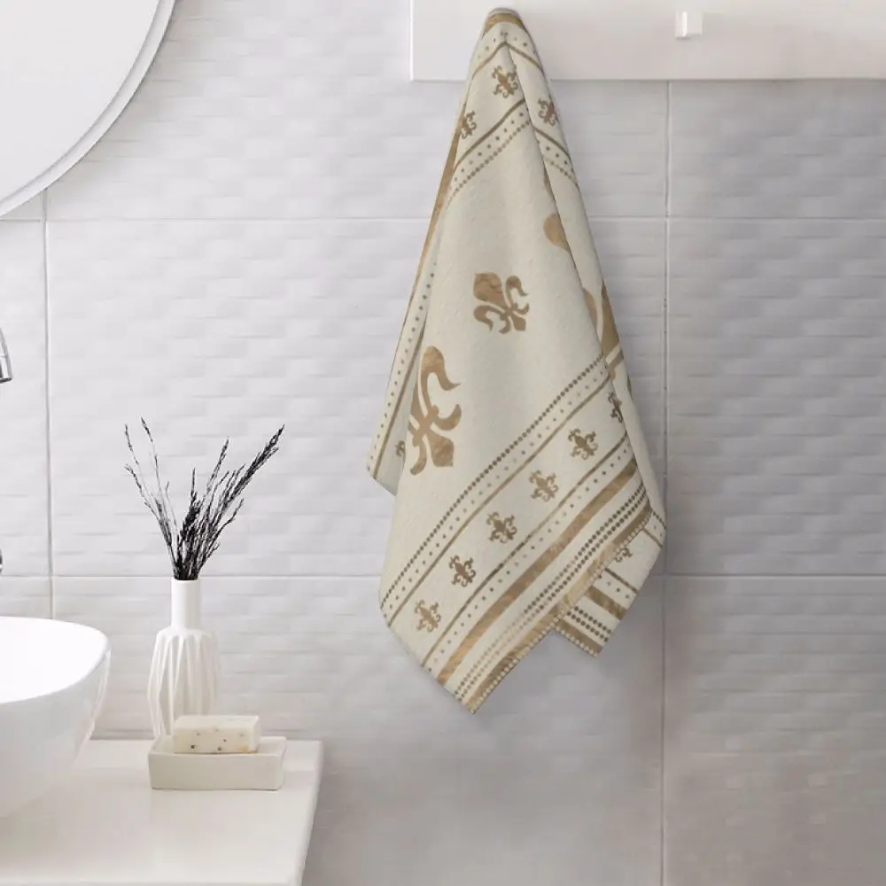 Custom Quick Dry Cotton Face Towel Absorbent Fleur-De-Lys Lily Flower Beach Towels