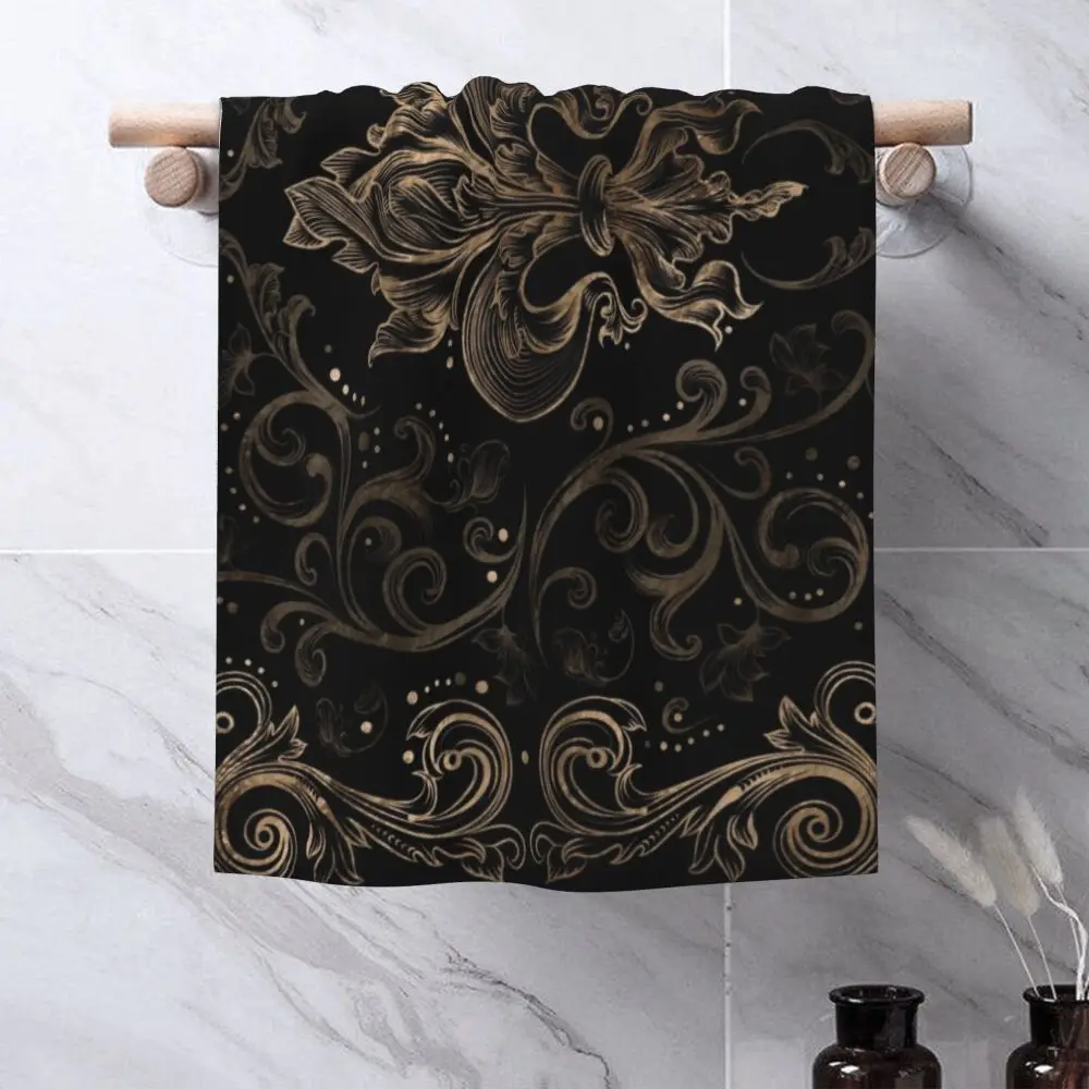 Custom Quick Dry Cotton Face Towel Absorbent Fleur-De-Lys Lily Flower Beach Towels