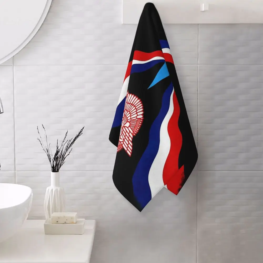 Custom Luxury Assyrian Suryoyo Flag Soft Face Towel Quick Dry Pool Bath Cotton Towels Absorbent