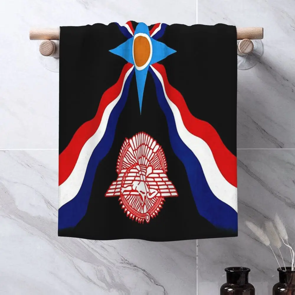 Custom Luxury Assyrian Suryoyo Flag Soft Face Towel Quick Dry Pool Bath Cotton Towels Absorbent