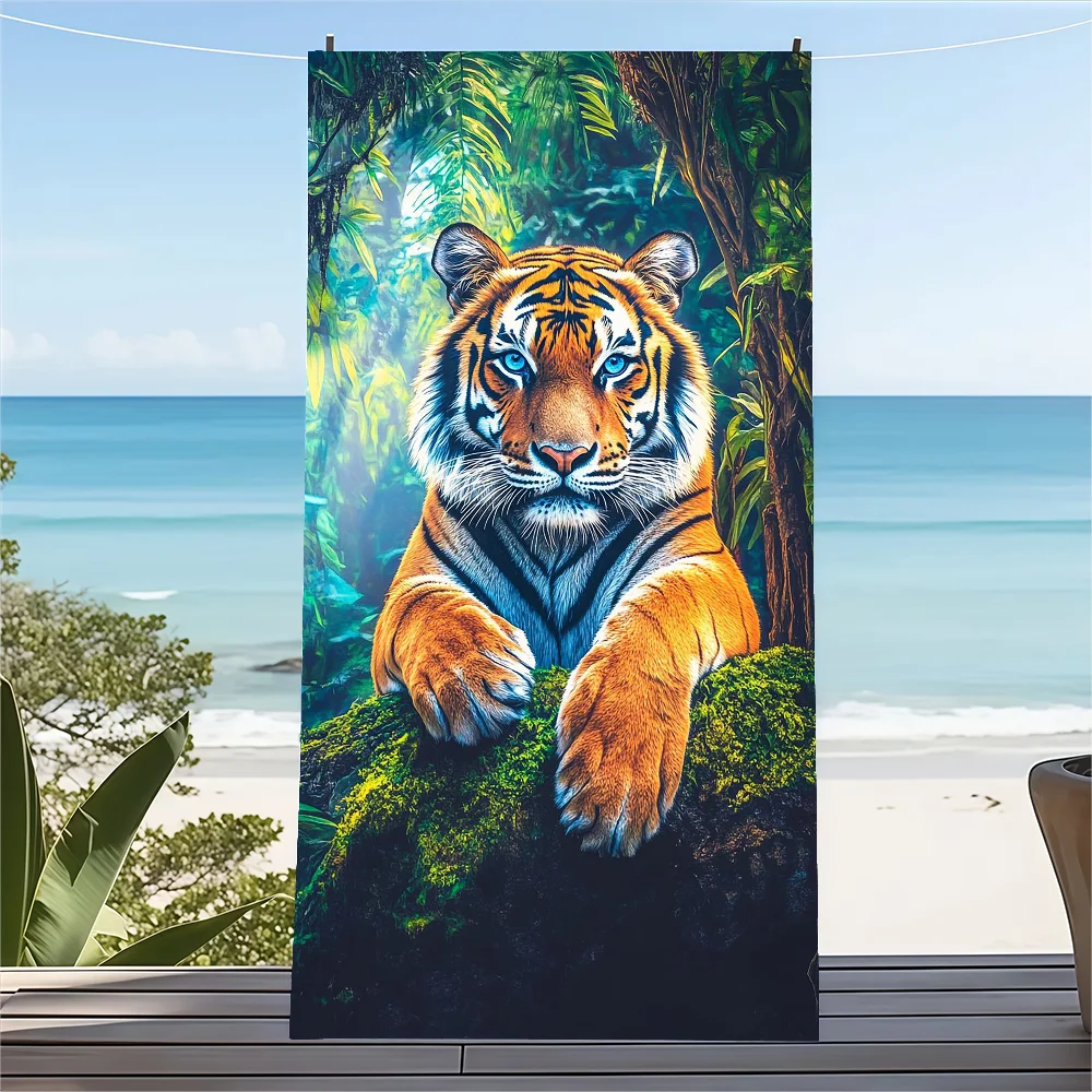 Cartoon Cute T-Tiger Towel Beach Towel Large Size Outdoor Travel Camping Absorbent Beach Towels SuperSoft Summer Swimming Towel