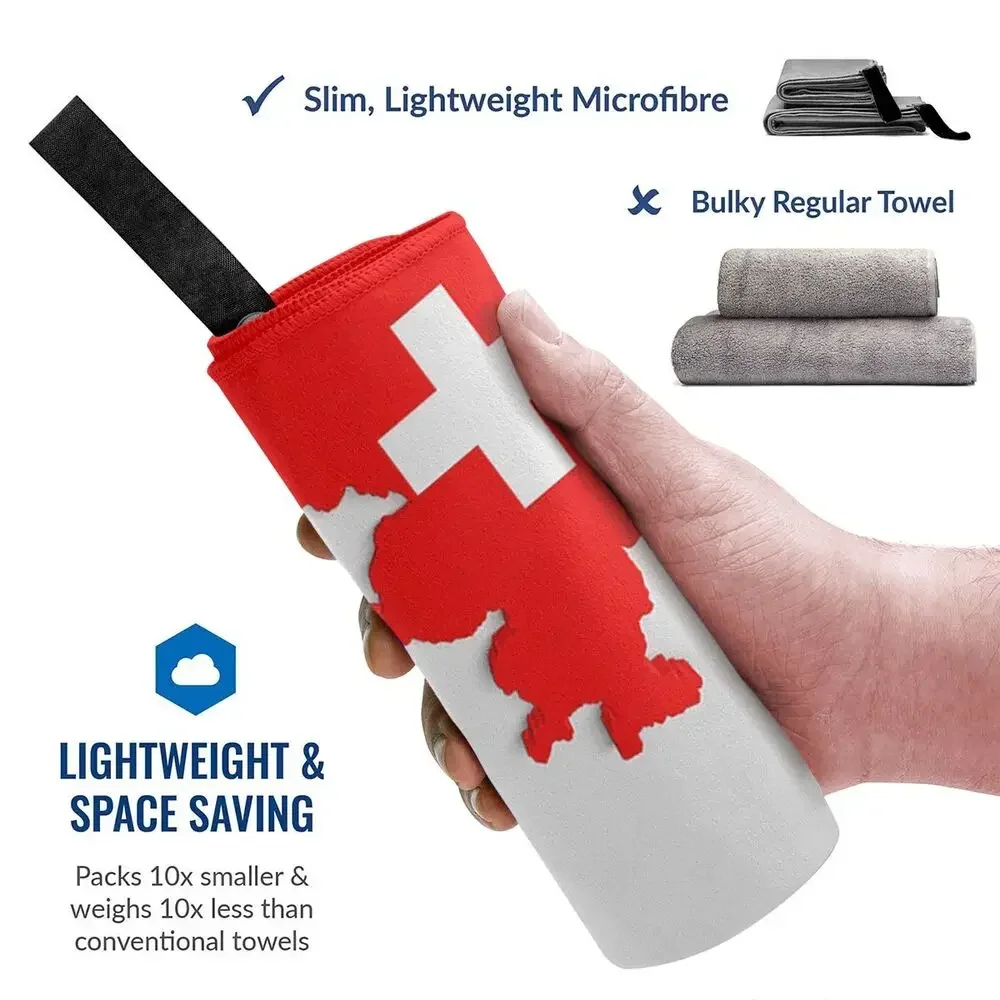 Swiss Switzerland Flag Beach Towel Soft Microfiber Quick Dry Absorbent Quick Towels For Pool