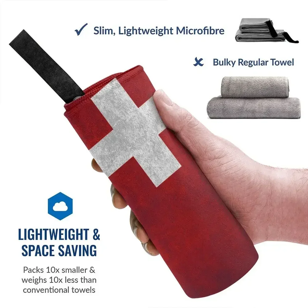 Swiss Switzerland Flag Beach Towel Soft Microfiber Quick Dry Absorbent Quick Towels For Pool