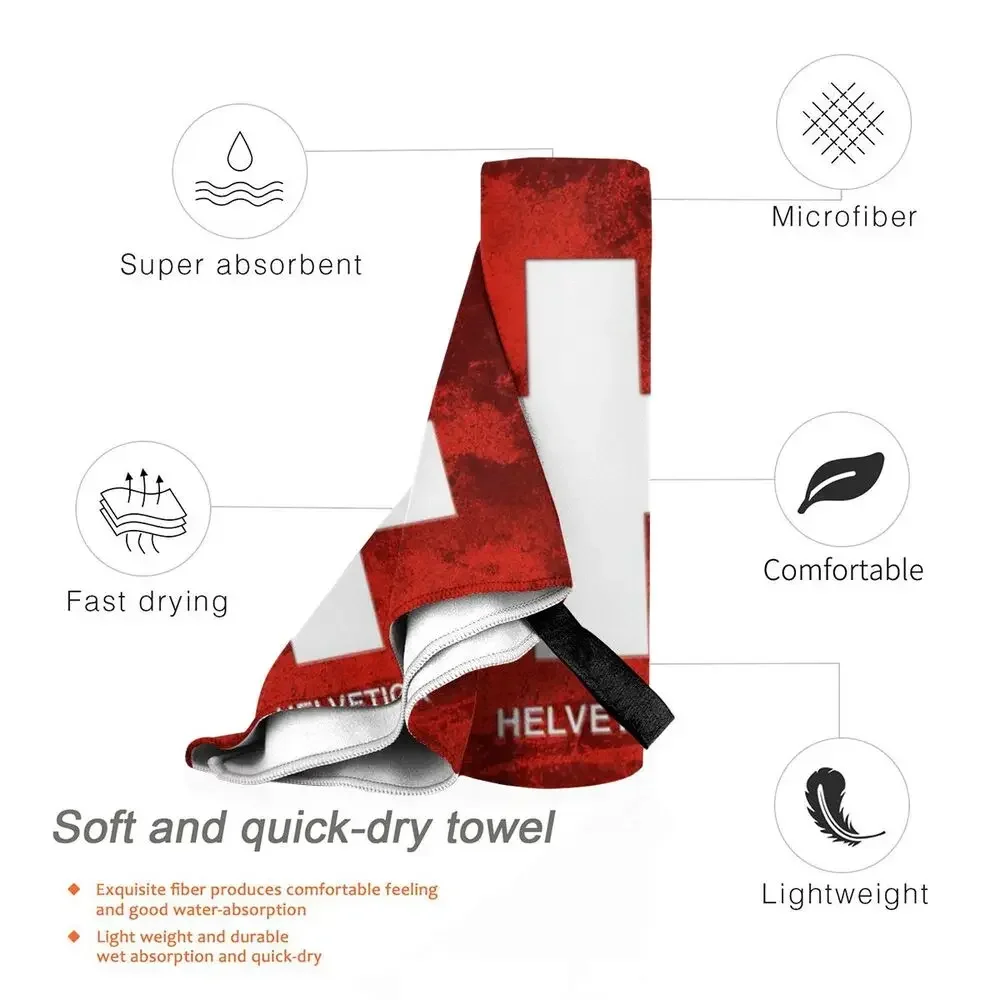 Swiss Switzerland Flag Beach Towel Soft Microfiber Quick Dry Absorbent Quick Towels For Pool