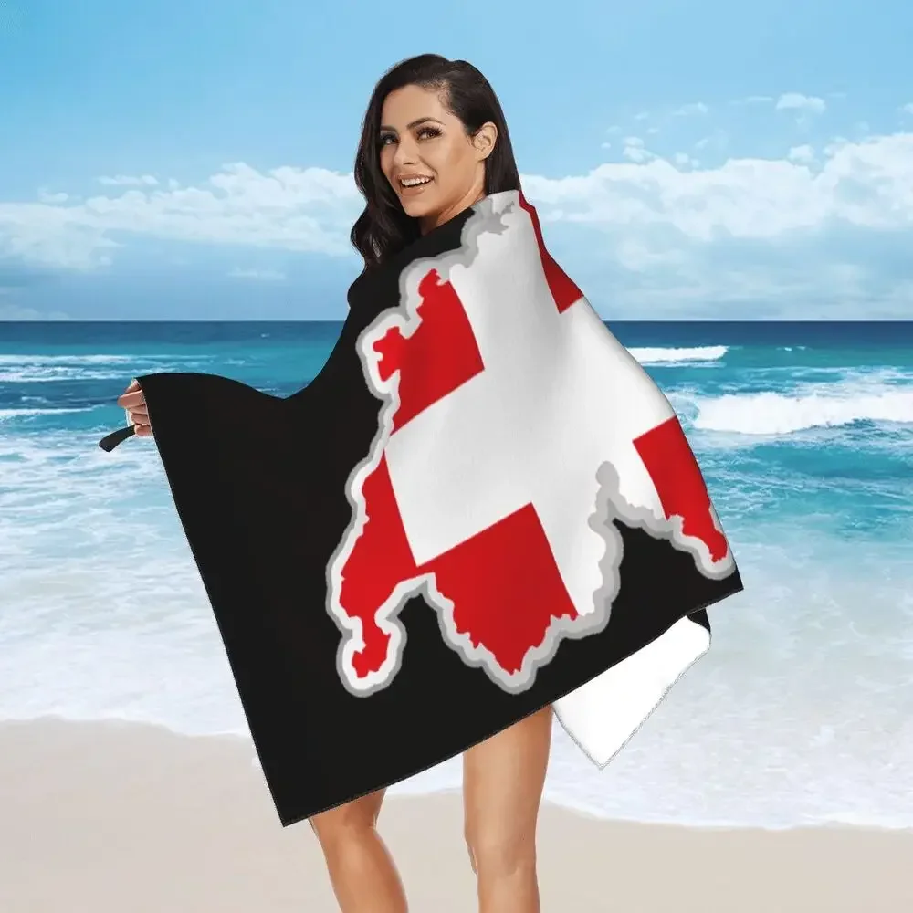 Swiss Switzerland Flag Beach Towel Soft Microfiber Quick Dry Absorbent Quick Towels For Pool