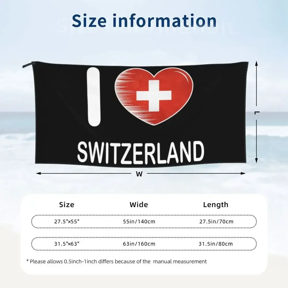 Swiss Switzerland Flag Beach Towel Soft Microfiber Quick Dry Absorbent Quick Towels For Pool