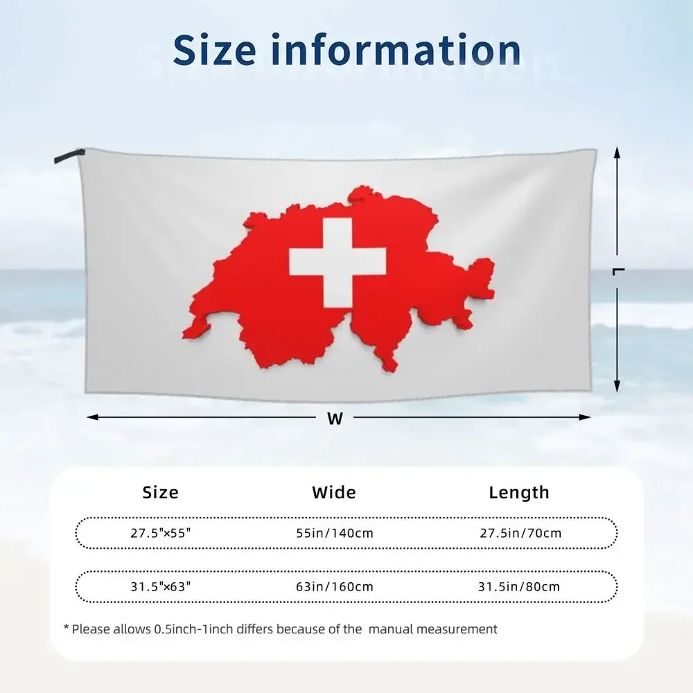 Swiss Switzerland Flag Beach Towel Soft Microfiber Quick Dry Absorbent Quick Towels For Pool