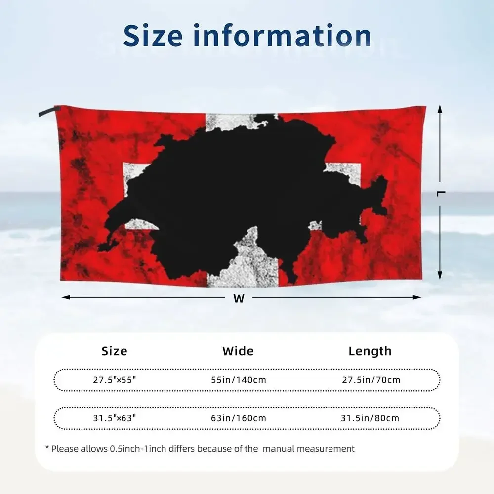 Swiss Switzerland Flag Beach Towel Soft Microfiber Quick Dry Absorbent Quick Towels For Pool