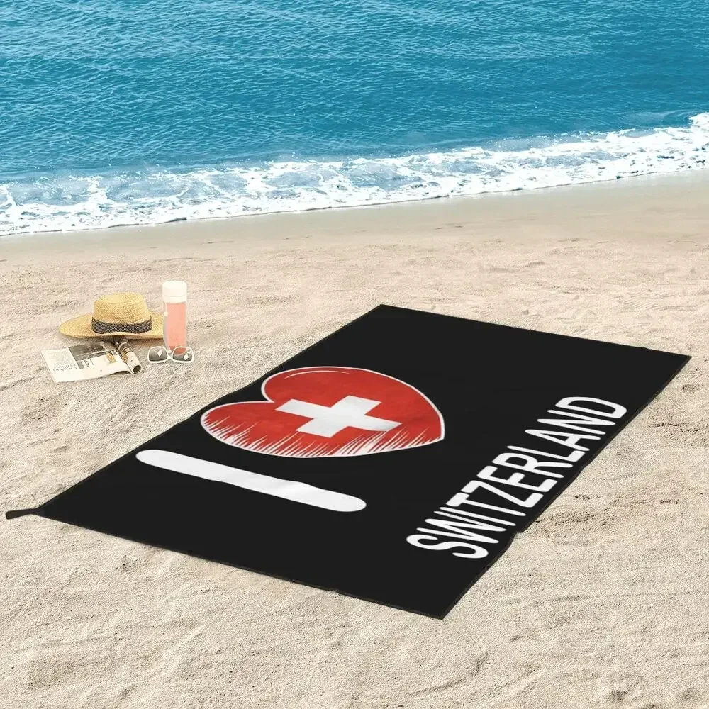 Swiss Switzerland Flag Beach Towel Soft Microfiber Quick Dry Absorbent Quick Towels For Pool