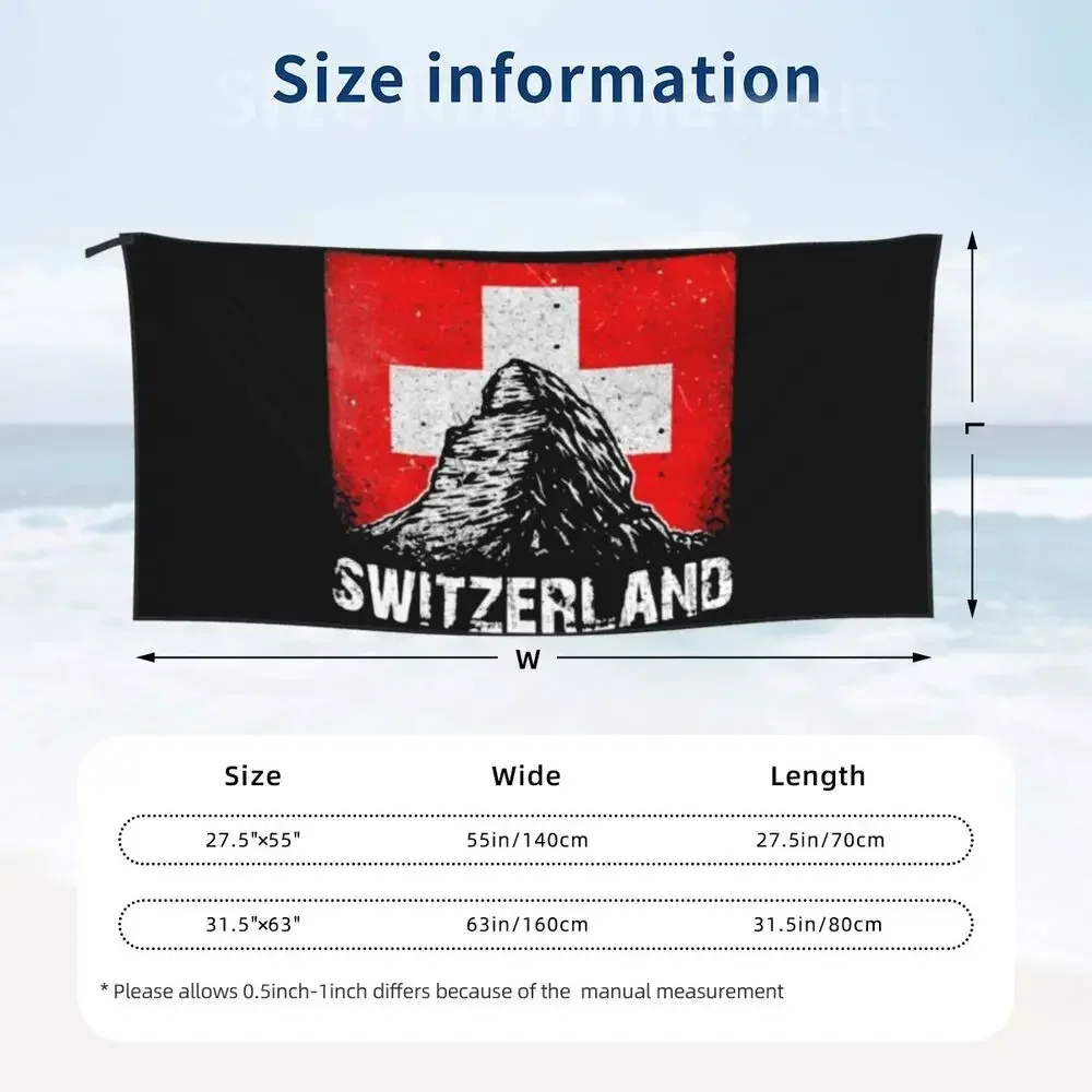 Swiss Switzerland Flag Beach Towel Soft Microfiber Quick Dry Absorbent Quick Towels For Pool