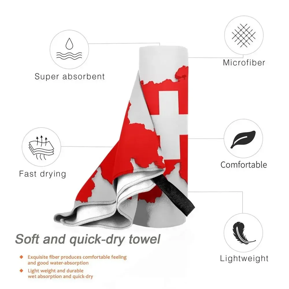 Swiss Switzerland Flag Beach Towel Soft Microfiber Quick Dry Absorbent Quick Towels For Pool