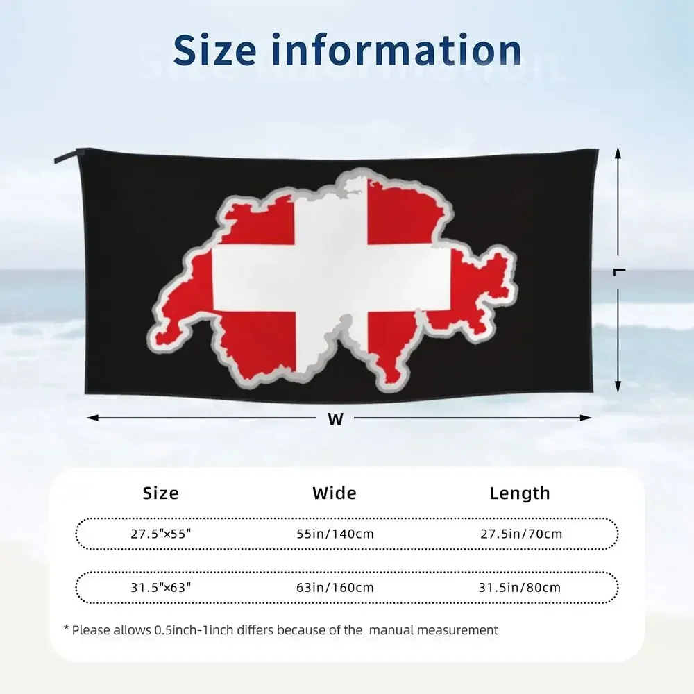 Swiss Switzerland Flag Beach Towel Soft Microfiber Quick Dry Absorbent Quick Towels For Pool